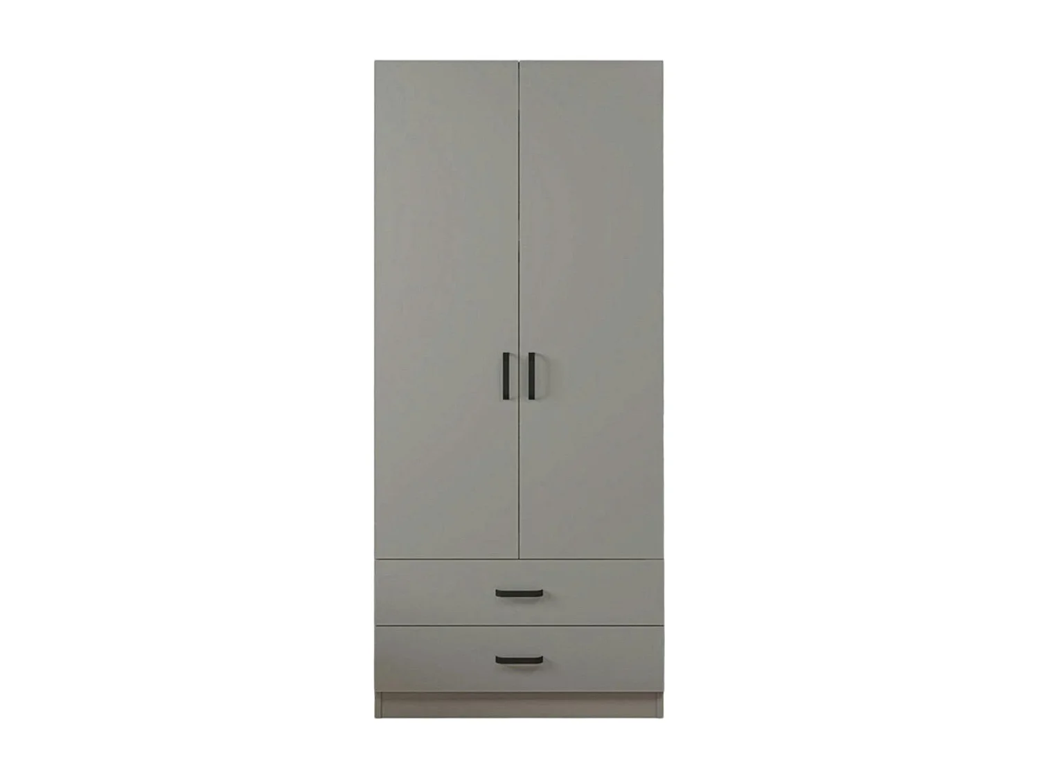 Armoire penderie grise 2 portes 2 tiroirs 80 cm BYRON