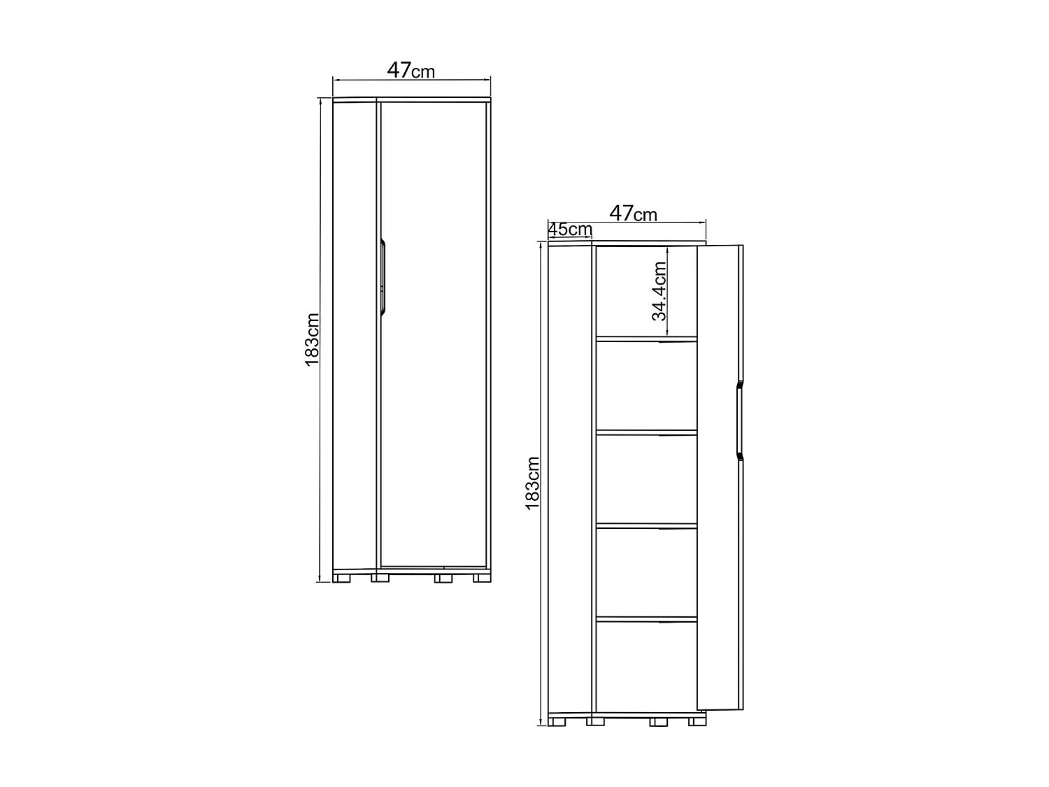 Armoire penderie 4 portes, effet bois et blanc BYRON