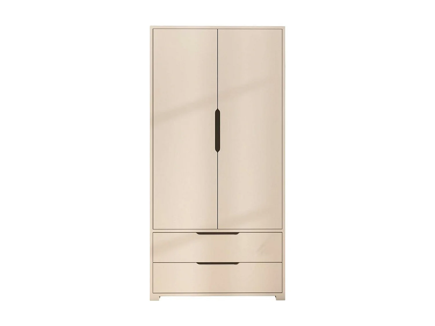 Armoire penderie blanche moderne, 2 portes 2 tiroirs BYRON