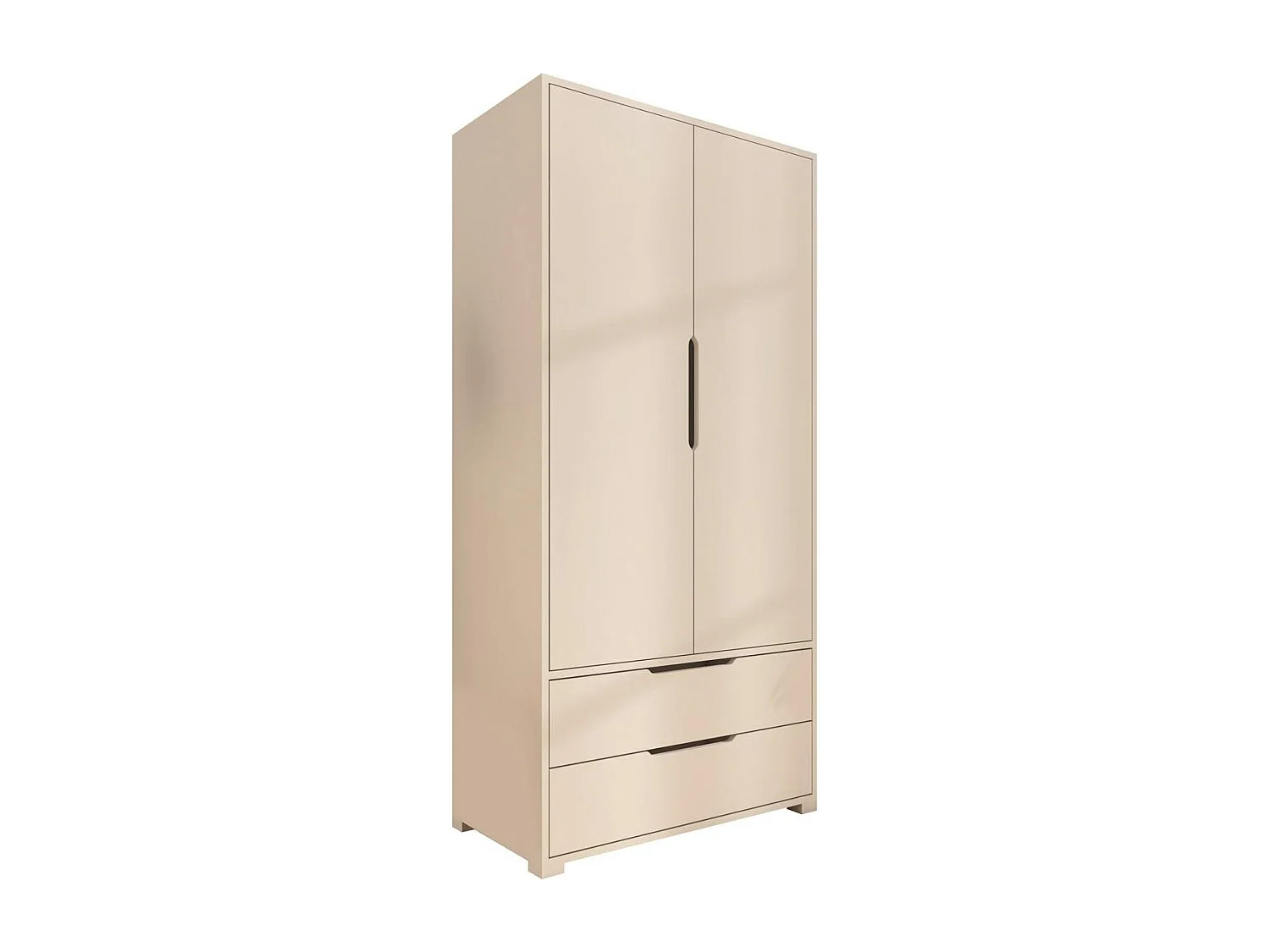 Armoire penderie blanche moderne, 2 portes 2 tiroirs BYRON