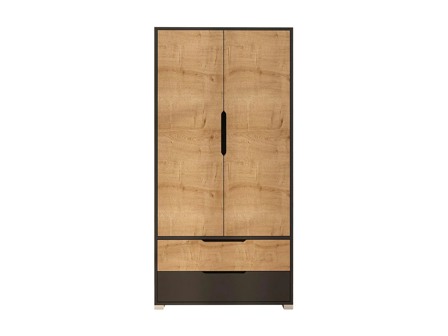 Armoire penderie 2 portes effet bois et anthracite BYRON