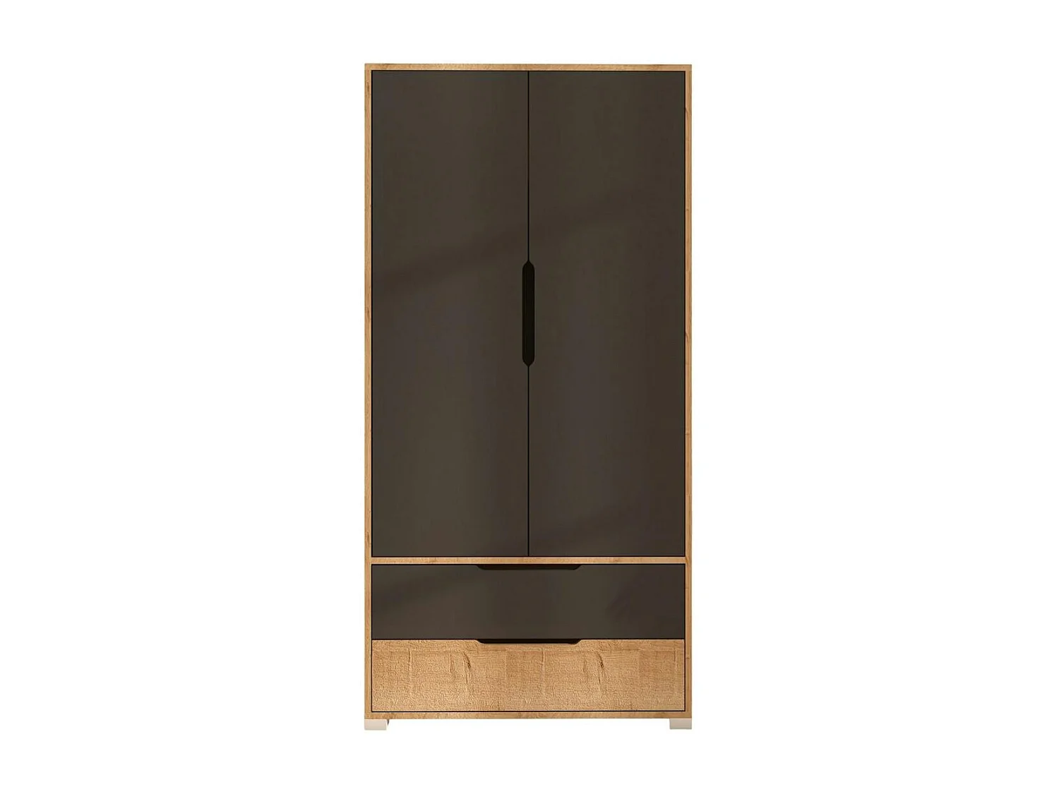 Armoire penderie 2 portes anthracite et effet bois BYRON