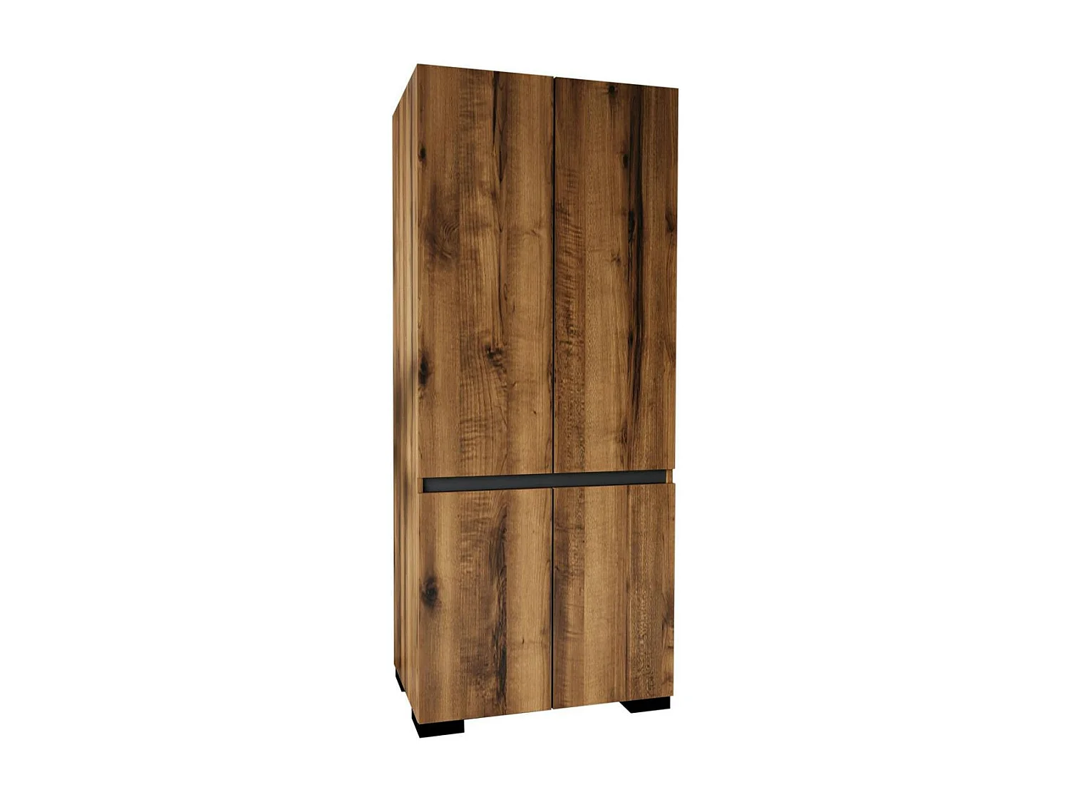 Armoire penderie 2 portes effet noyer détail gris BYRON