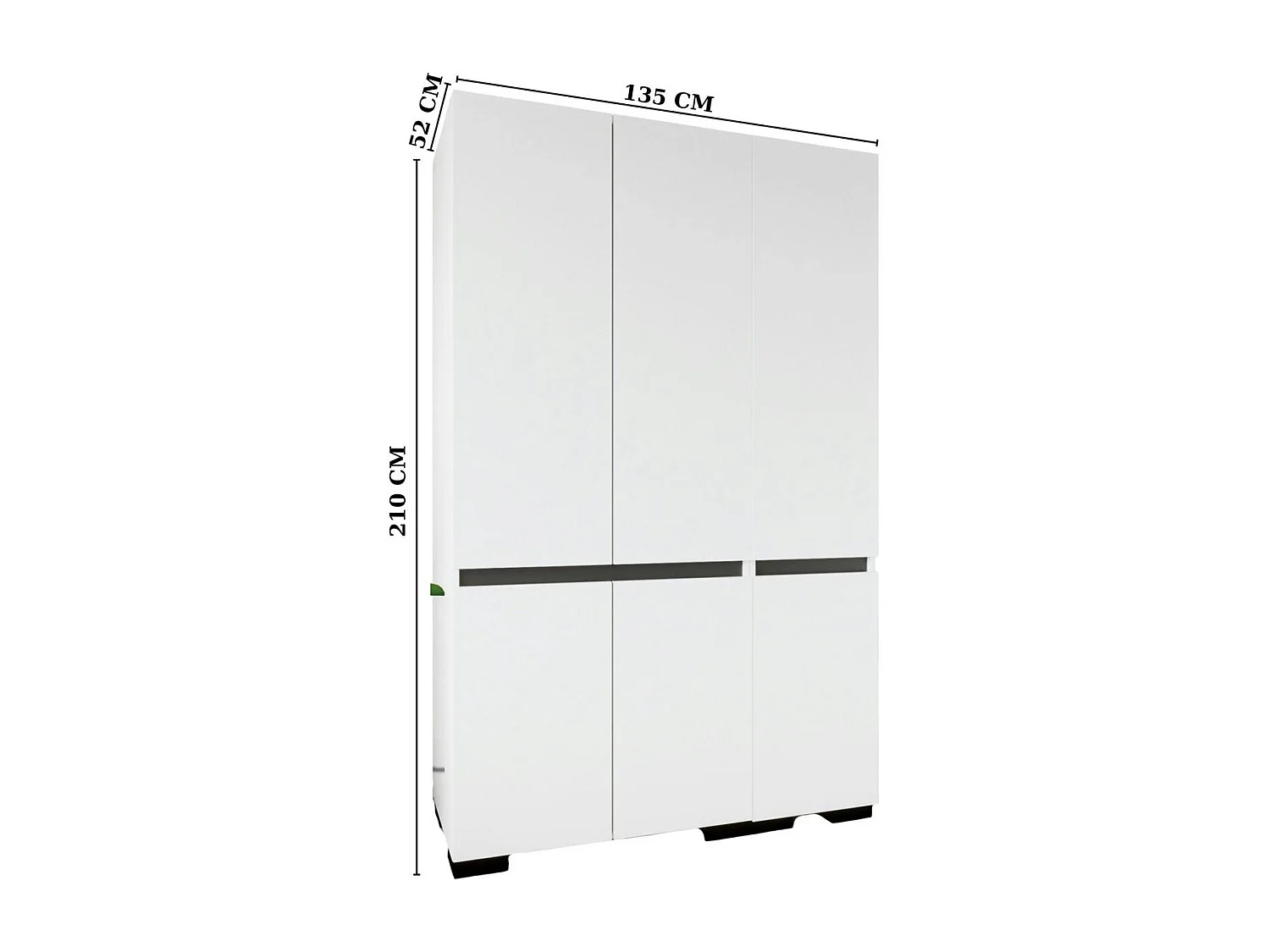 Armoire penderie blanche, 3 portes 2 tringles BYRON