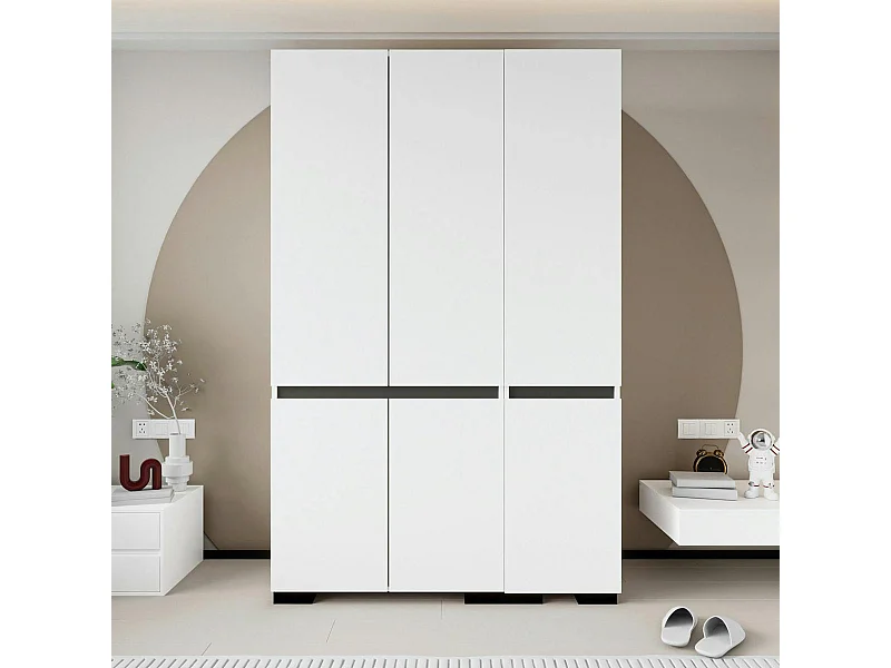Armoire penderie blanche, 3 portes 2 tringles BYRON