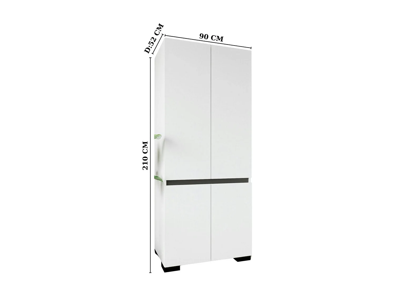 Armoire blanche 2 portes détail gris, 5 étagères BYRON