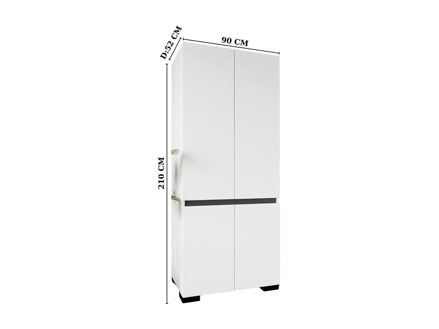 Armoire penderie blanche 2 portes détail gris, 1 étagère BYRON