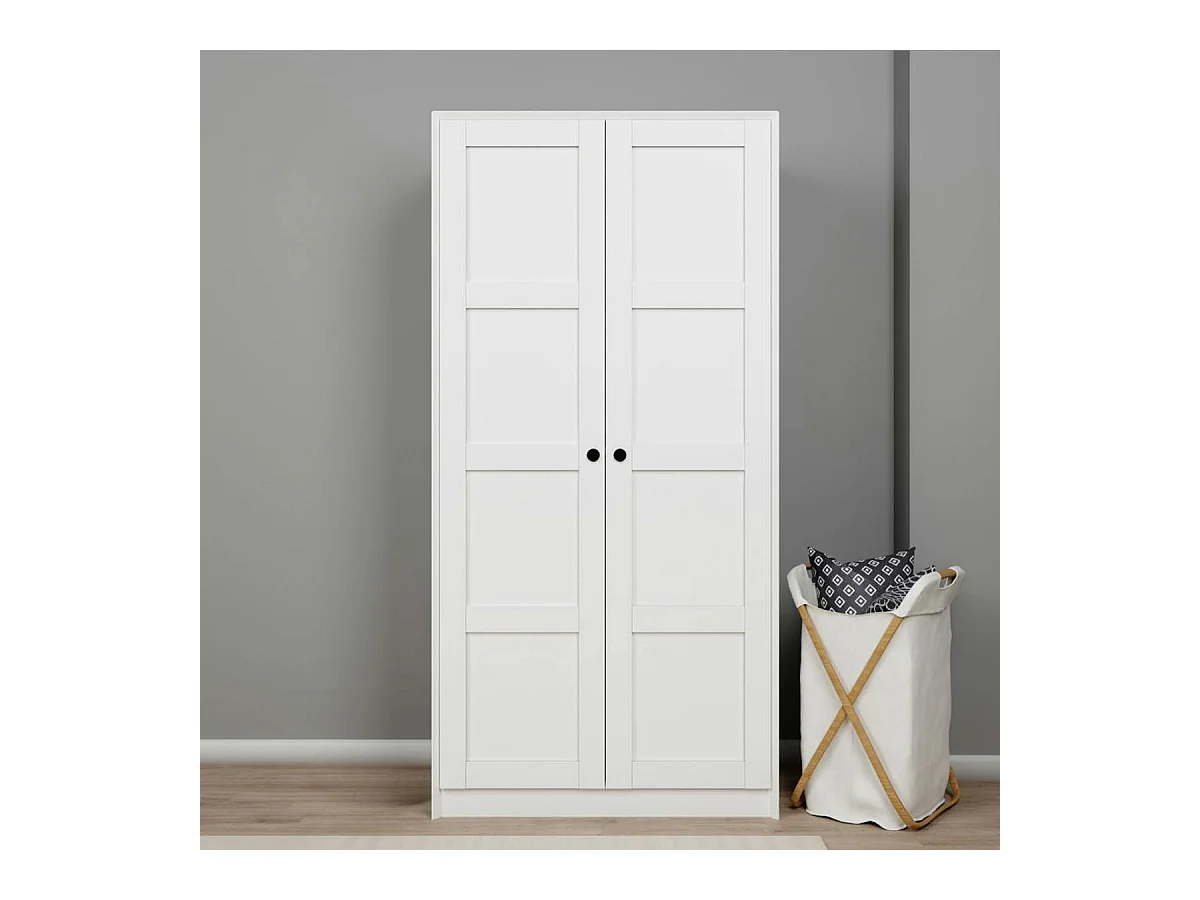 Armoire penderie 2 portes blanche, détail encadrement BYRON