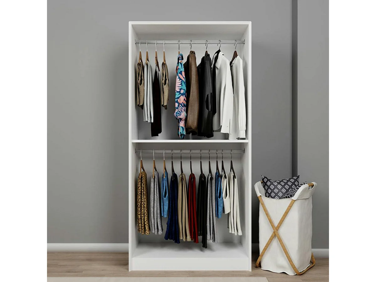 Armoire penderie 2 portes blanche, détail encadrement BYRON