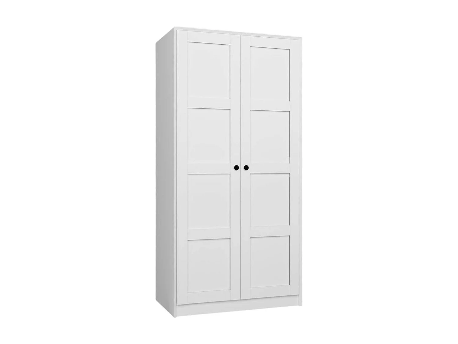 Armoire penderie 2 portes blanche, détail encadrement BYRON