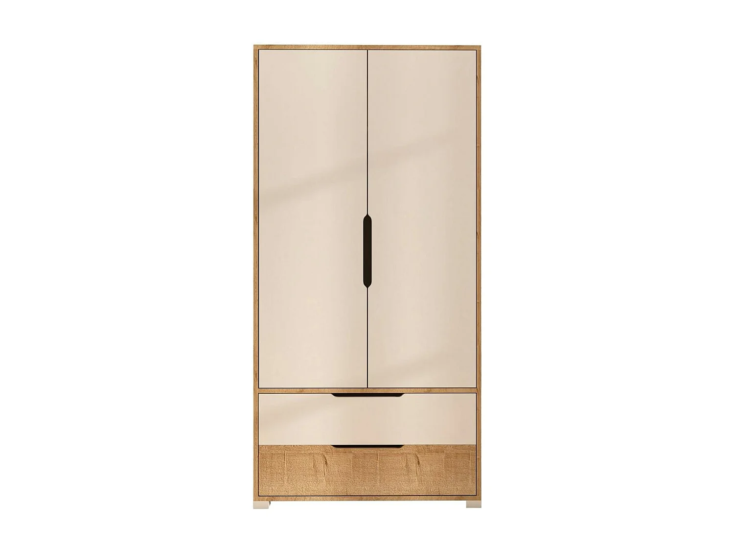 Armoire penderie 2 portes effet bois et blanc BYRON