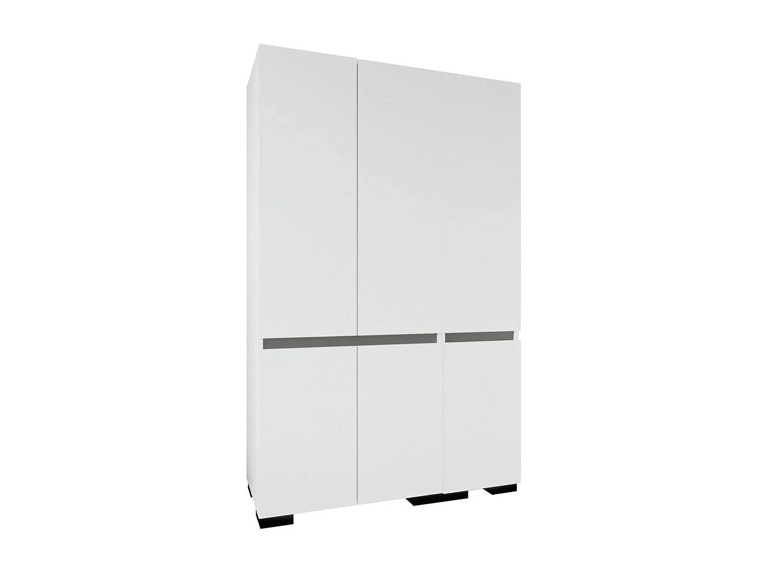 Armoire blanche 3 portes détail gris 10 étagères BYRON