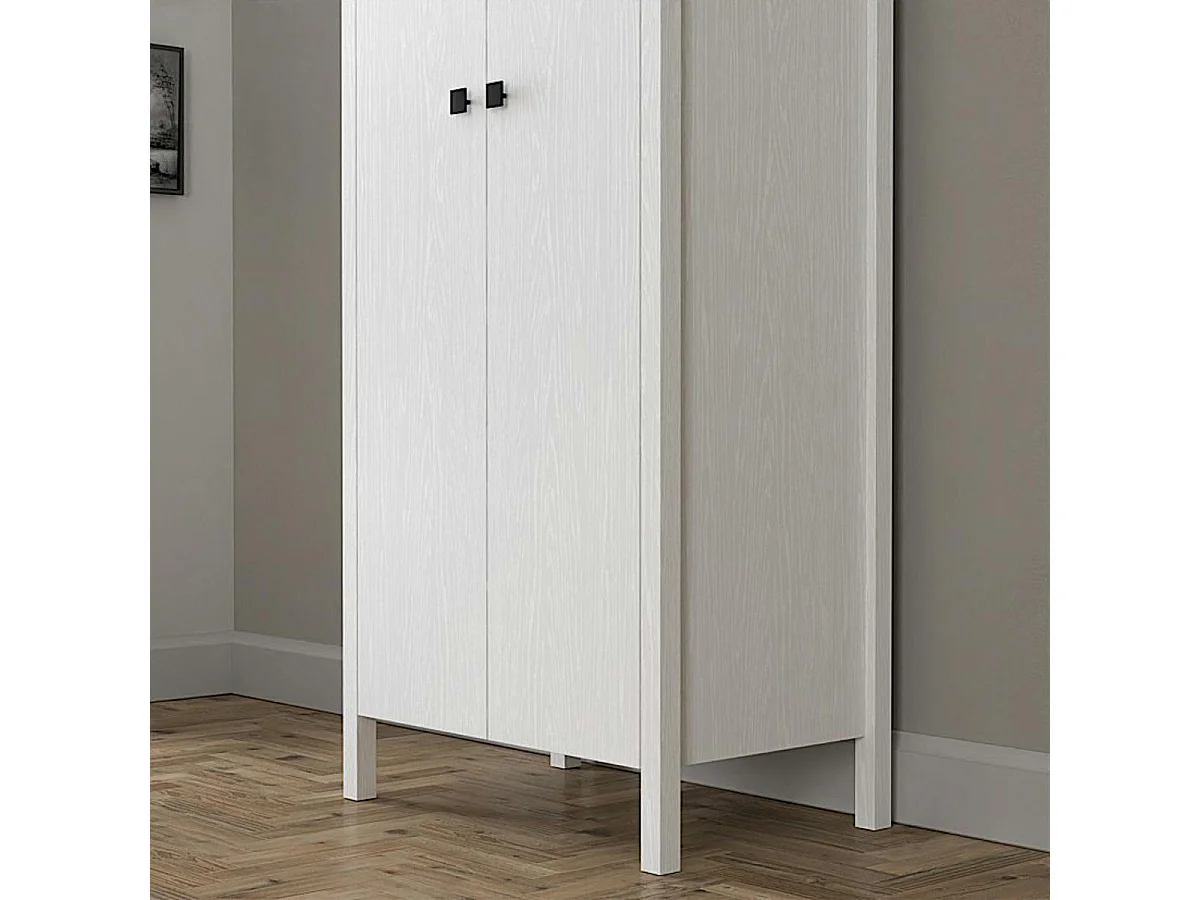 Armoire penderie étroite blanche, 2 portes 1 étagère BYRON