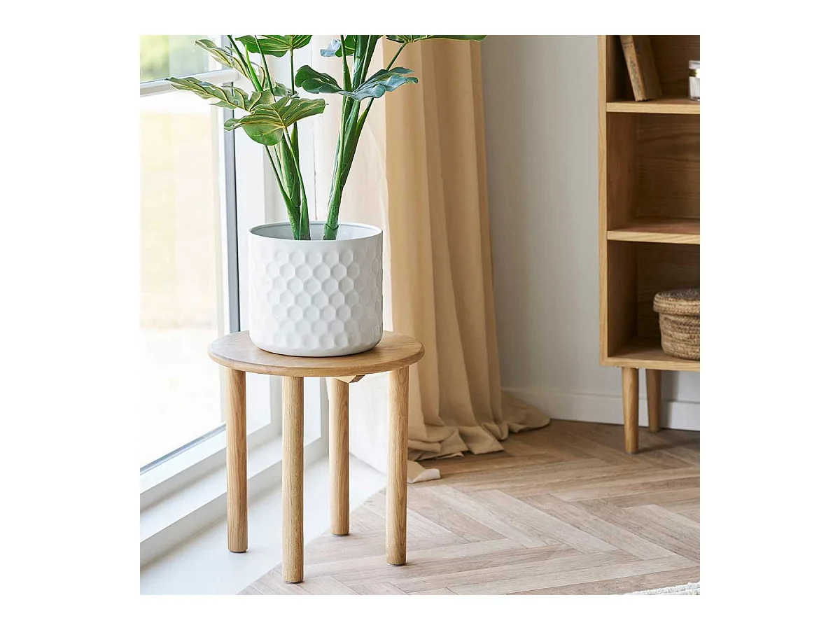 Cache-pot rond en Métal blanc martelé - MARCIA