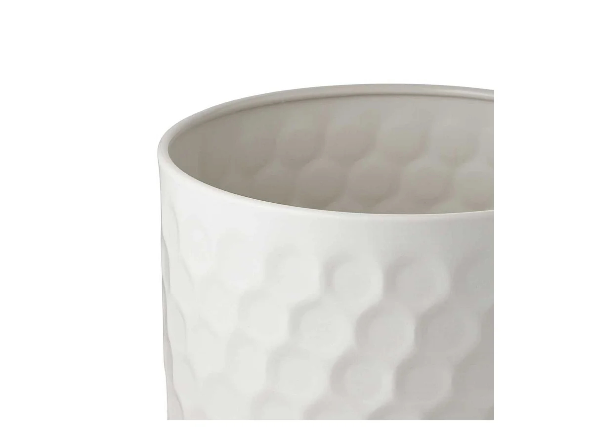 Cache-pot rond en Métal blanc martelé - MARCIA