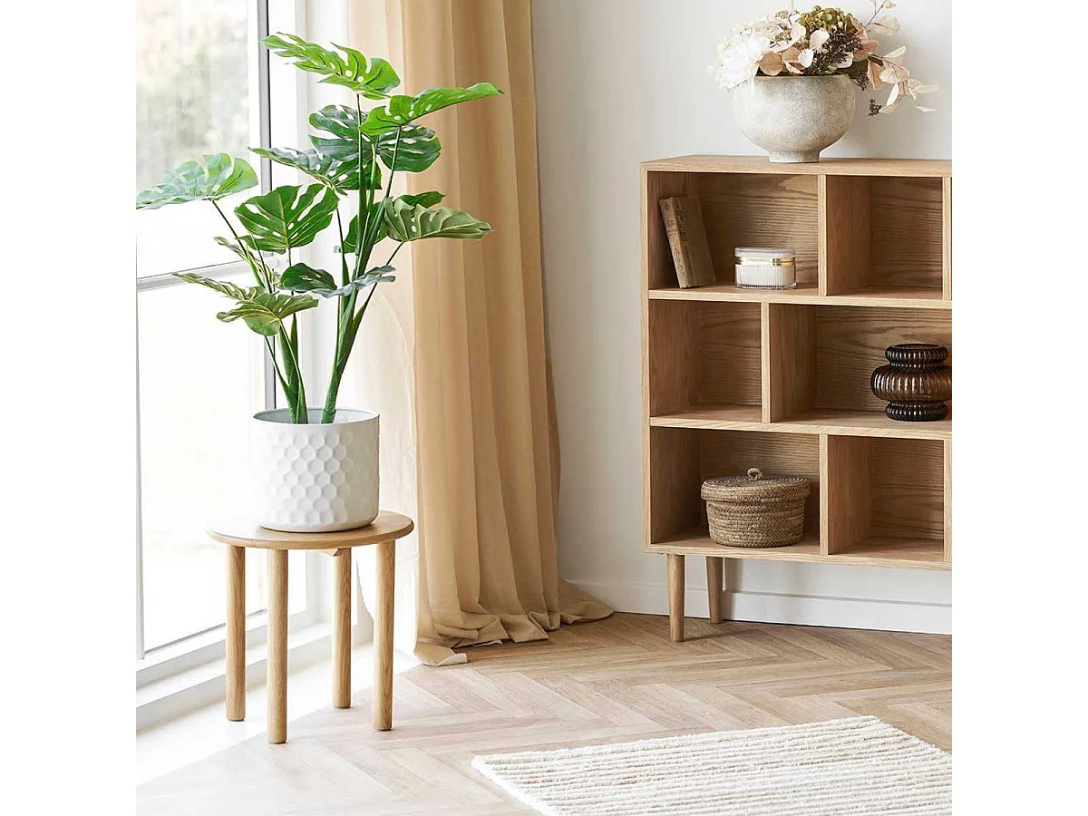 Cache-pot rond en Métal blanc martelé - MARCIA