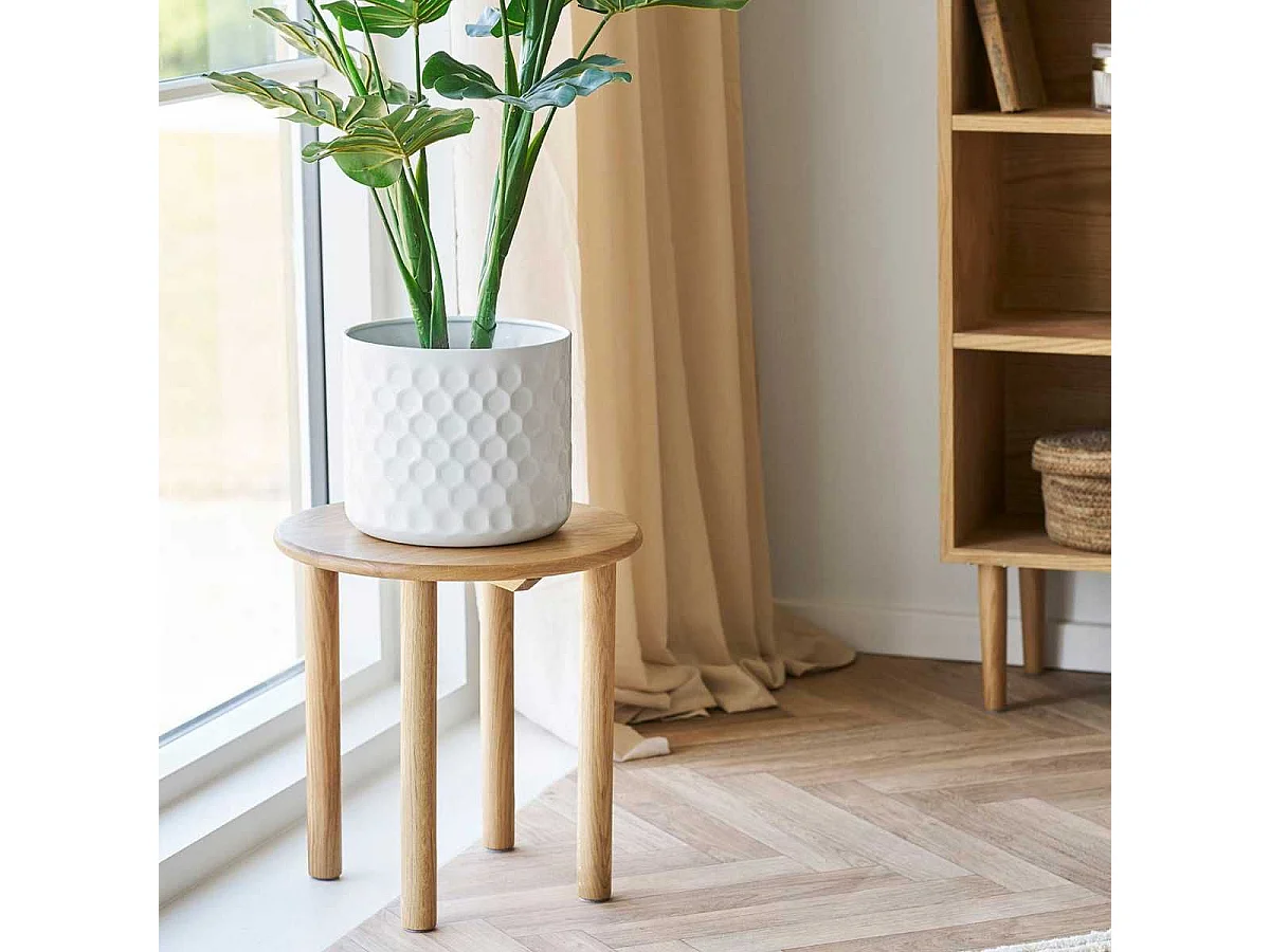 Cache-pot rond en Métal blanc martelé - MARCIA