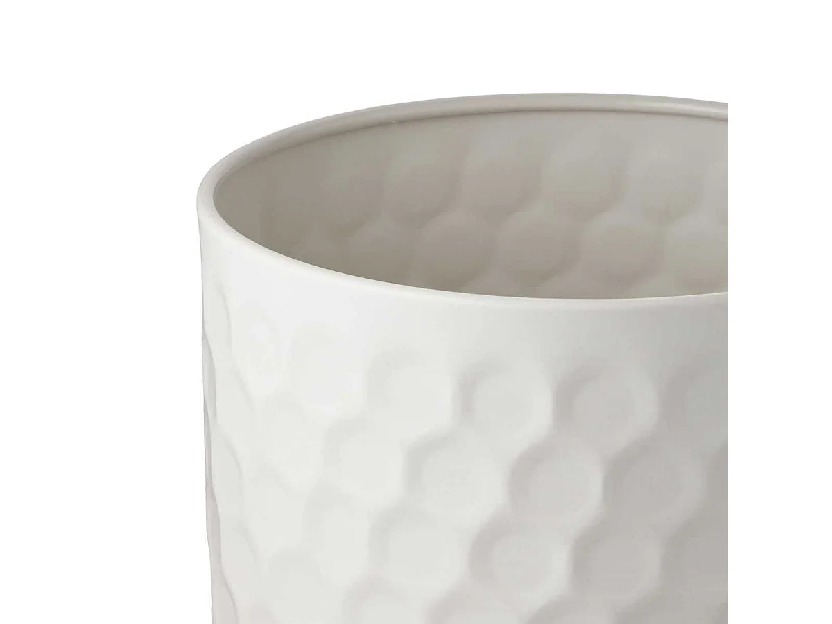 Cache-pot rond en Métal blanc martelé - MARCIA