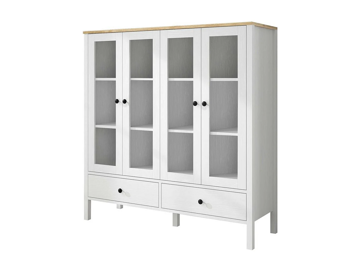 Buffet vaisselier blanc, 4 portes vitrées 2 tiroirs SALTA