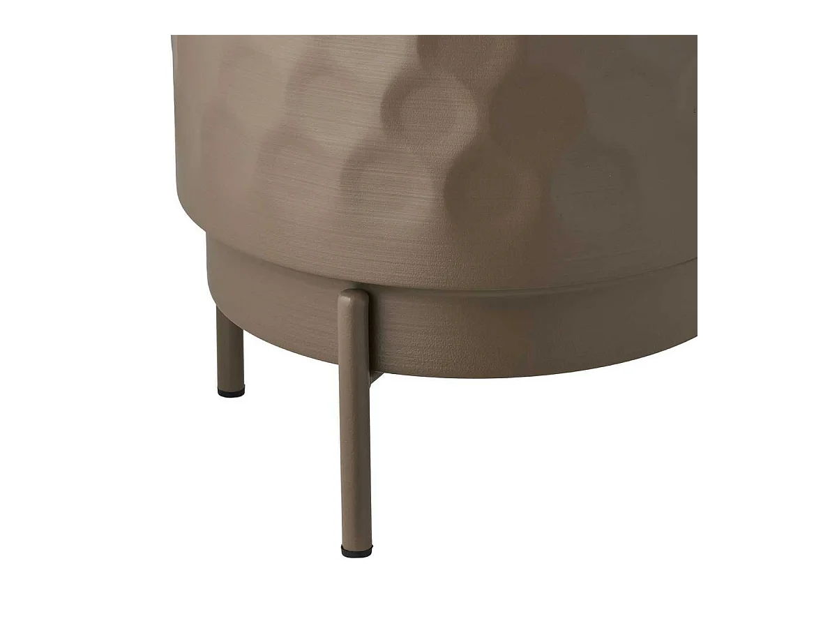 Cache-pot rond sur pieds en Métal Taupe martelé - MARLO