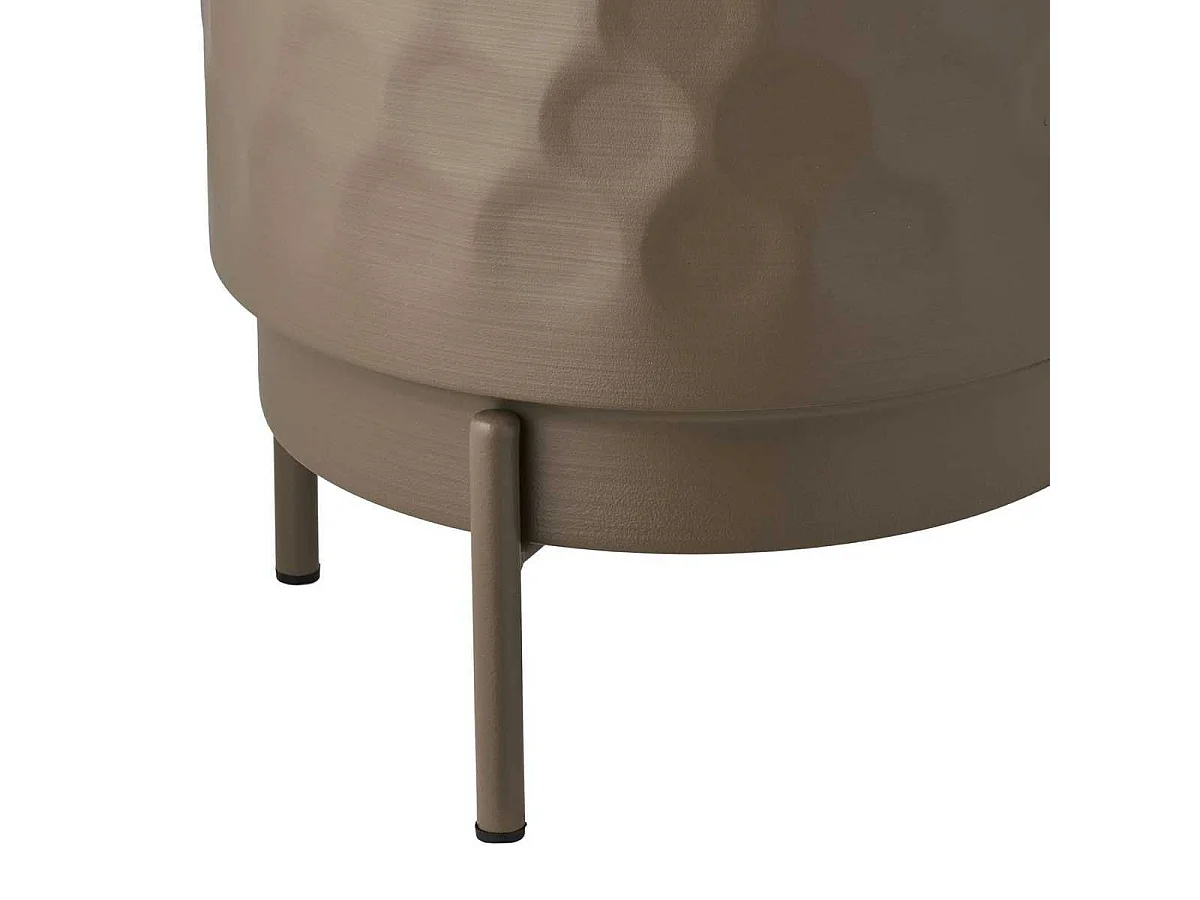 Cache-pot rond sur pieds en Métal Taupe martelé - MARLO
