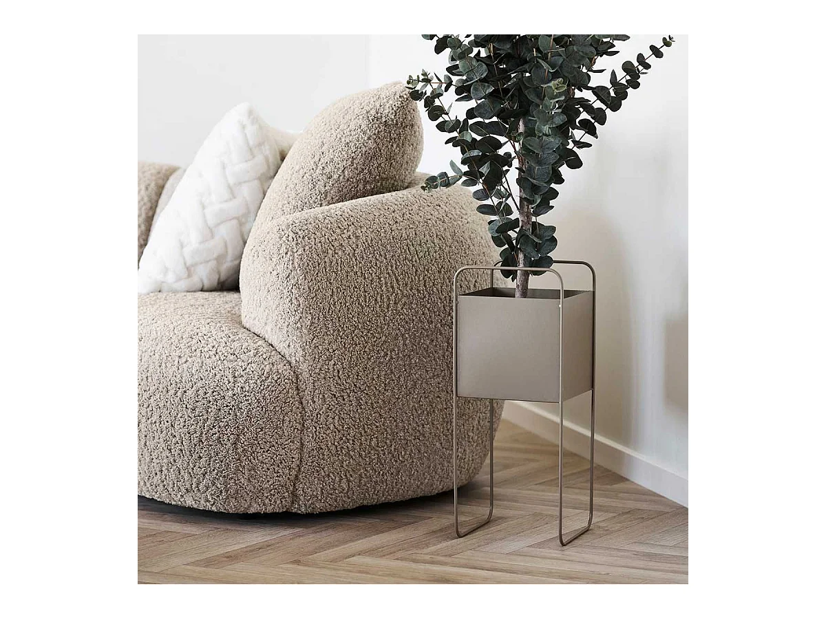 Cache-pot carré sur pieds en Métal Taupe - MOANA