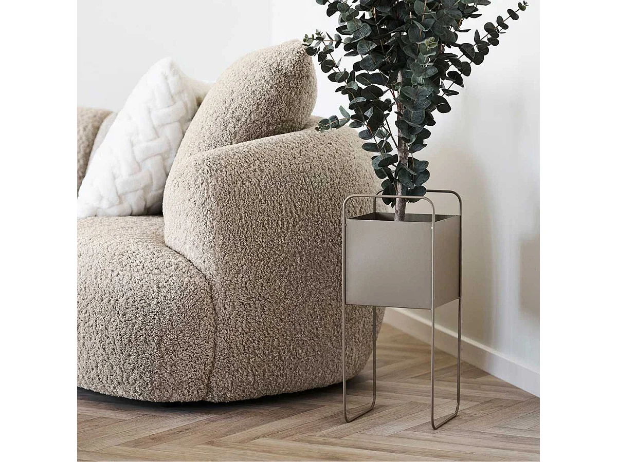 Cache-pot carré sur pieds en Métal Taupe - MOANA