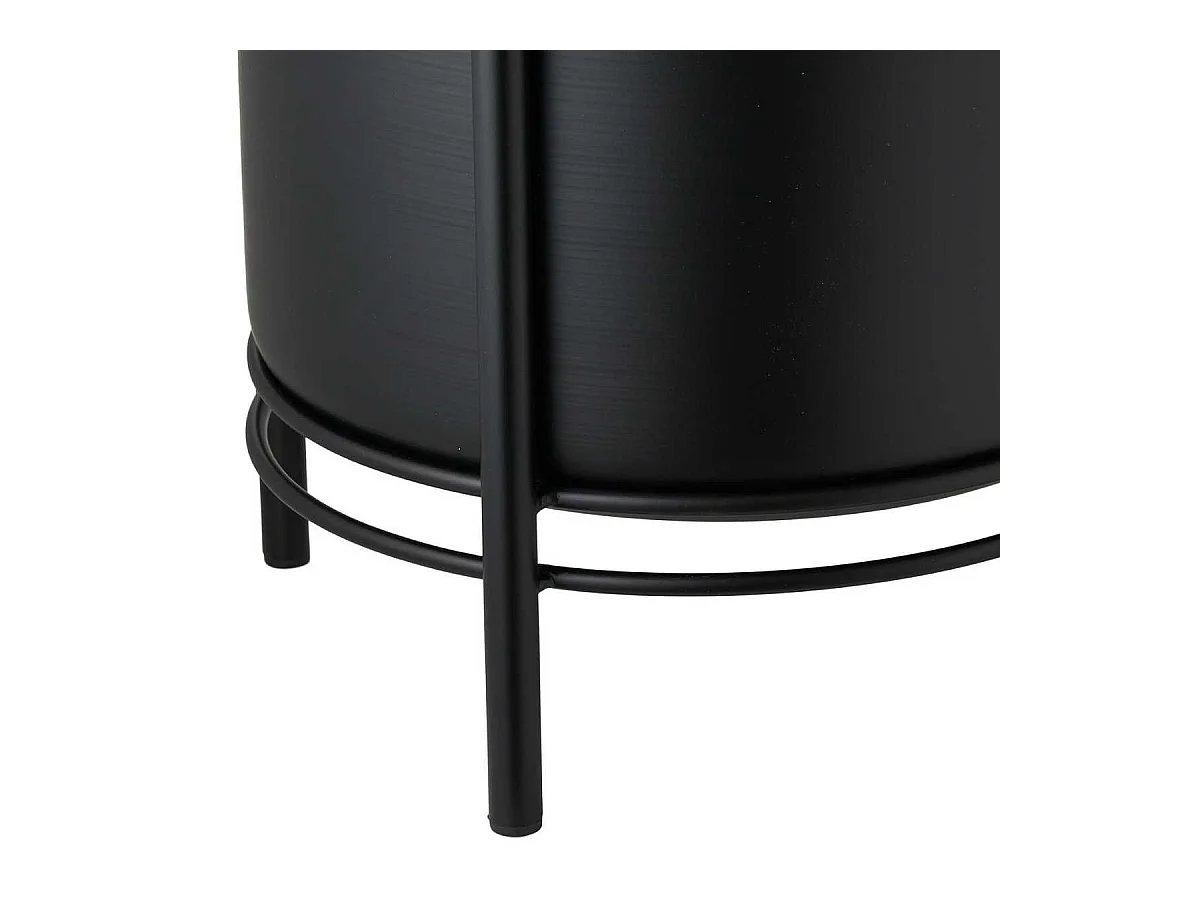 Lot de 2 Cache-Pots ronds sur Pieds en Métal noir - MAYAN