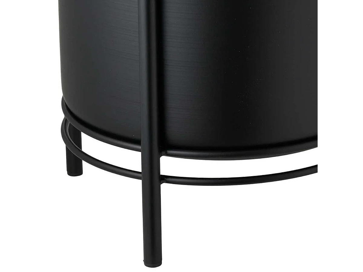 Lot de 2 Cache-Pots ronds sur Pieds en Métal noir - MAYAN