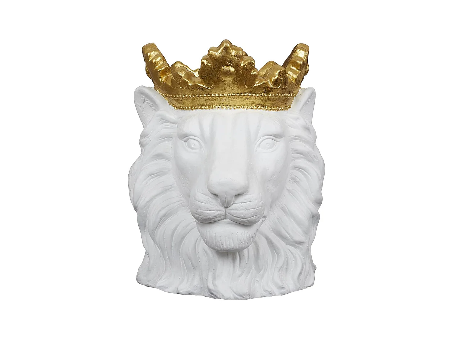 Cache-Pot Tête de Lion Blanche Couronne Dorée - MAJESTY