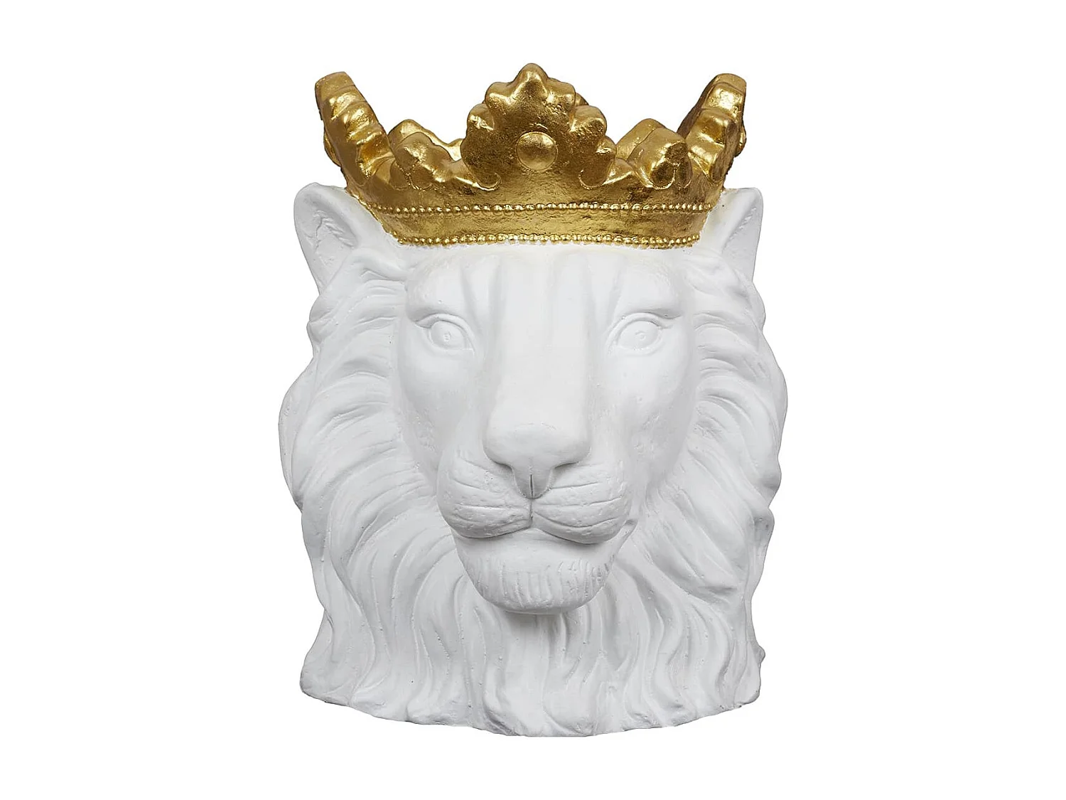 Cache-Pot Tête de Lion Blanche Couronne Dorée - MAJESTY