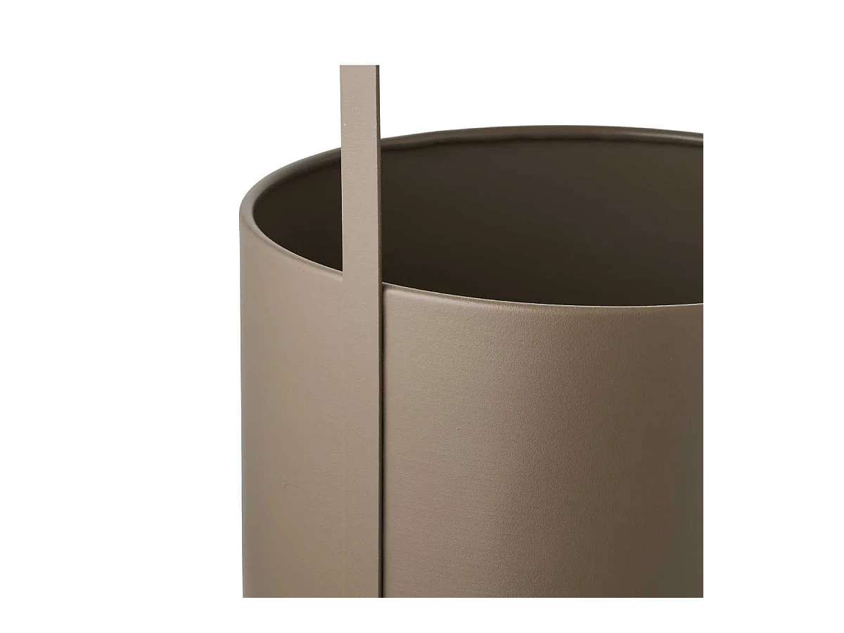 Lot de 2 Cache-Pots ronds sur Pieds en Métal Taupe - MERYL