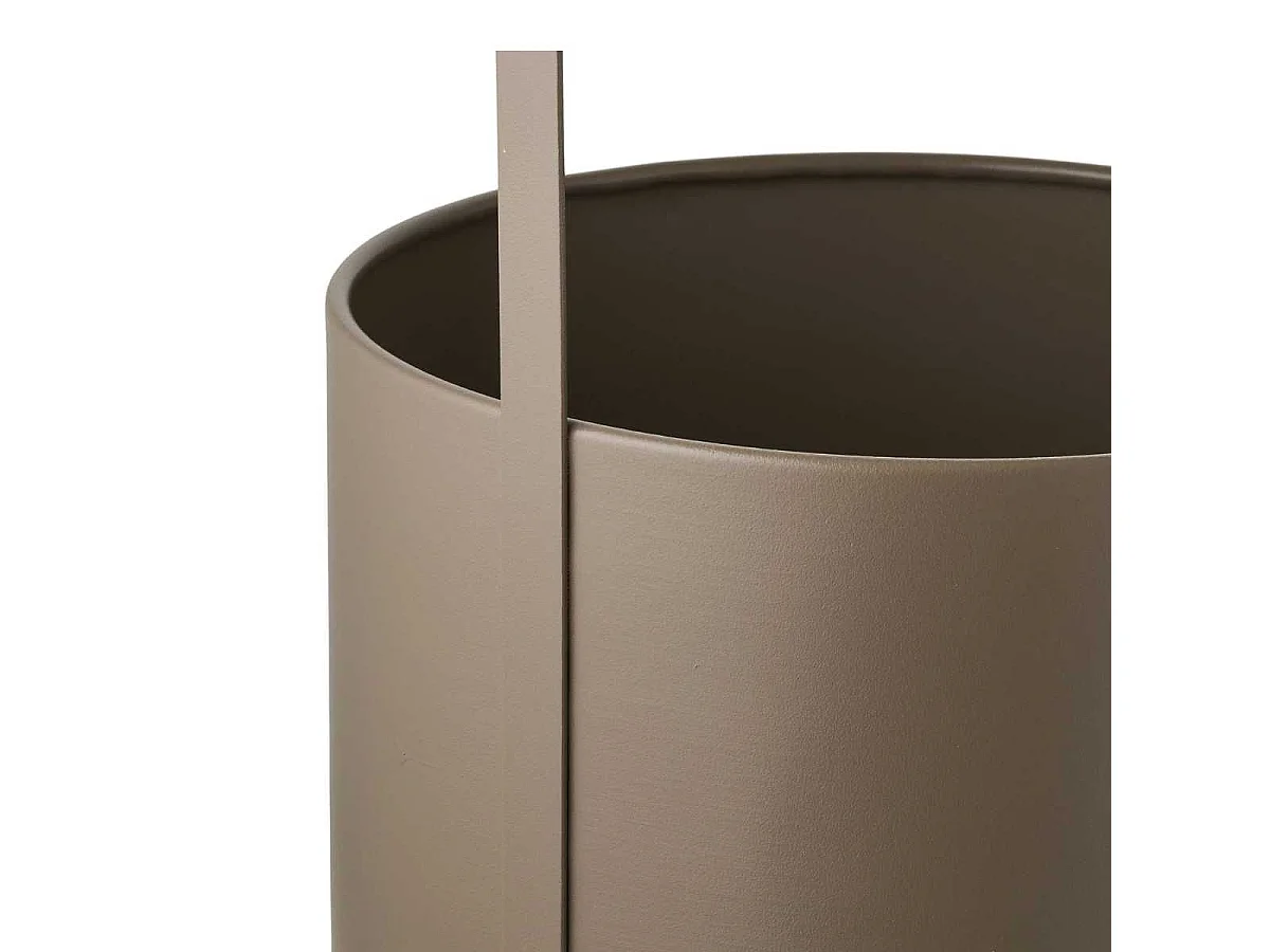 Lot de 2 Cache-Pots ronds sur Pieds en Métal Taupe - MERYL