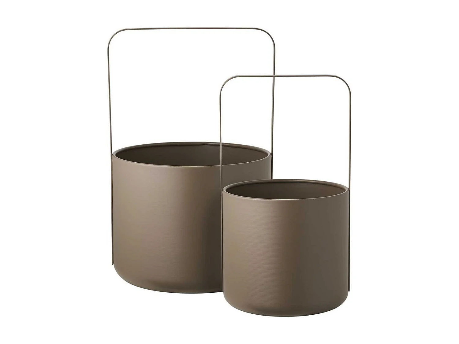 Lot de 2 Cache-Pots ronds sur Pieds en Métal Taupe - MERYL