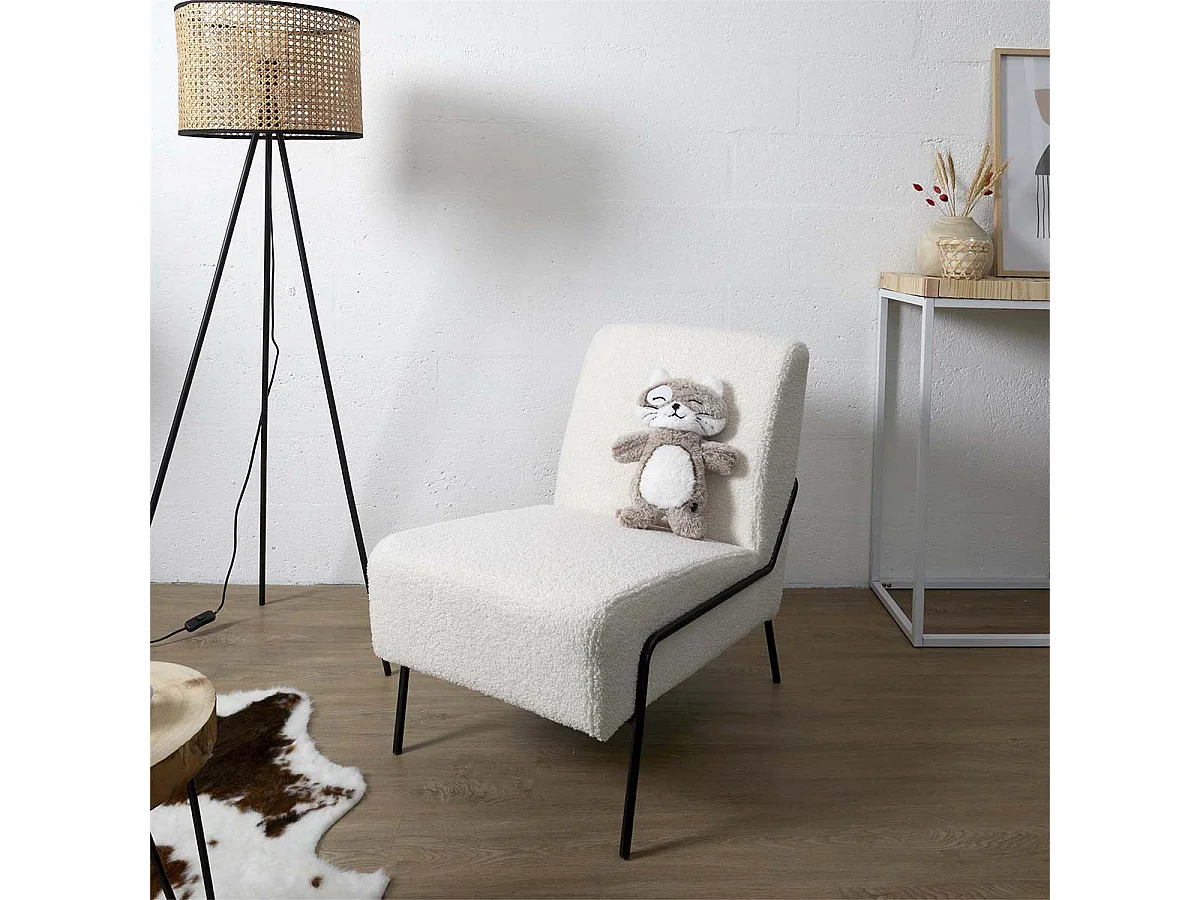 Peluche Chauffante Tissu Ultra Doux Blanc et Taupe H34cm - HILOW