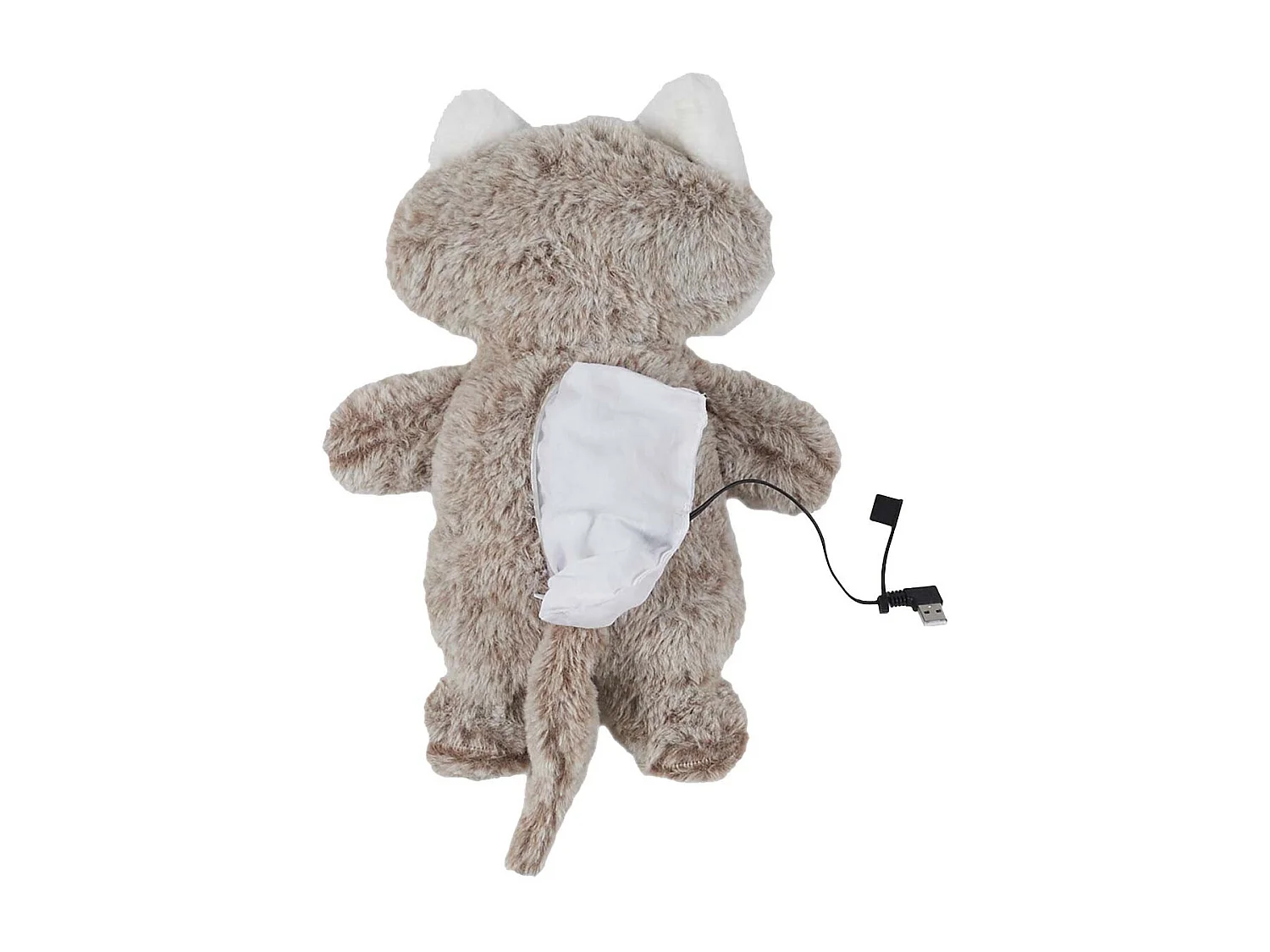 Peluche Chauffante Tissu Ultra Doux Blanc et Taupe H34cm - HILOW