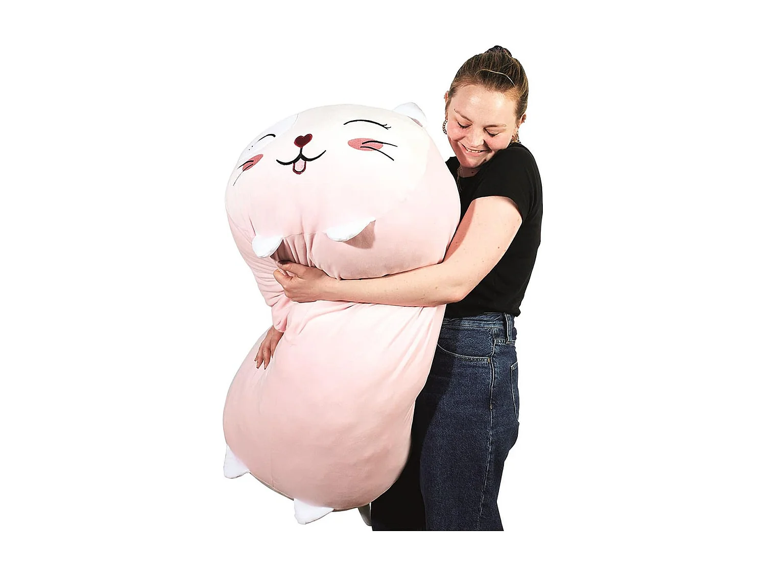 Coussin Peluche Chat Rose XXL 90cm - KITTY