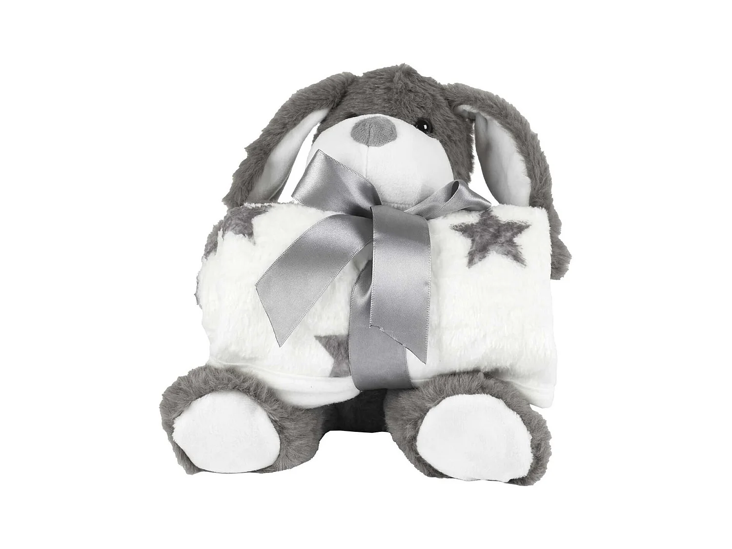 Peluche Chien Gris avec Plaid 70x70CM - ETIENNE