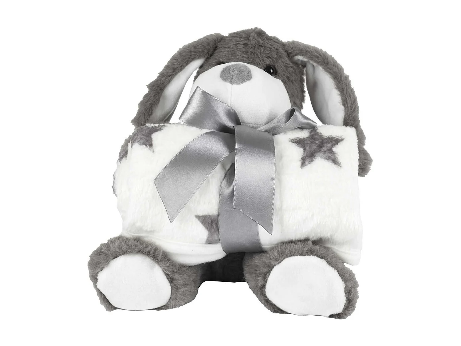 Peluche Chien Gris avec Plaid 70x70CM - ETIENNE
