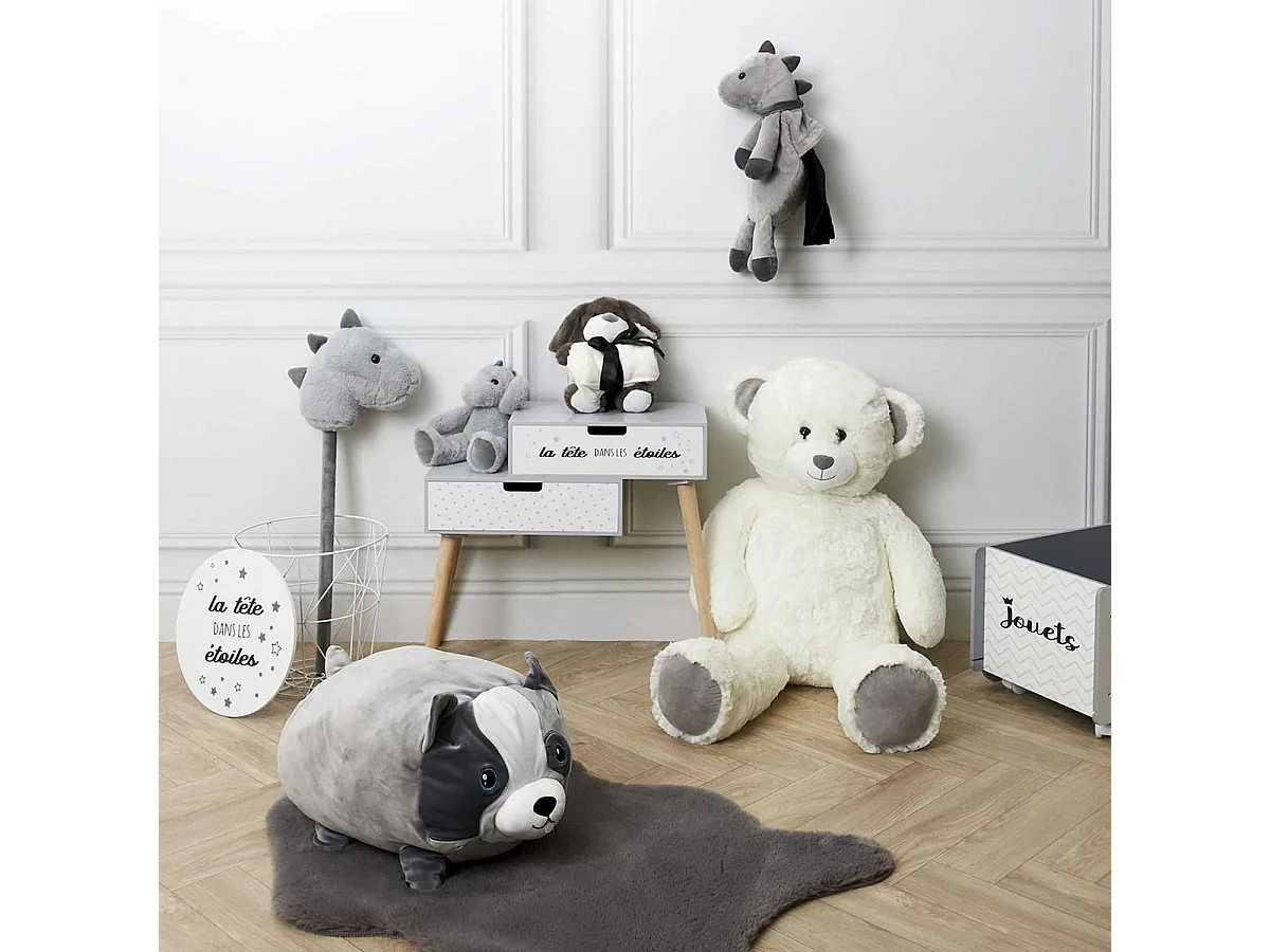 Peluche Coussin Chien Gris - BOBBY