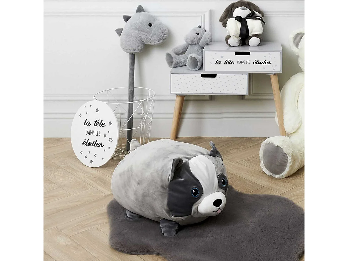 Peluche Coussin Chien Gris - BOBBY