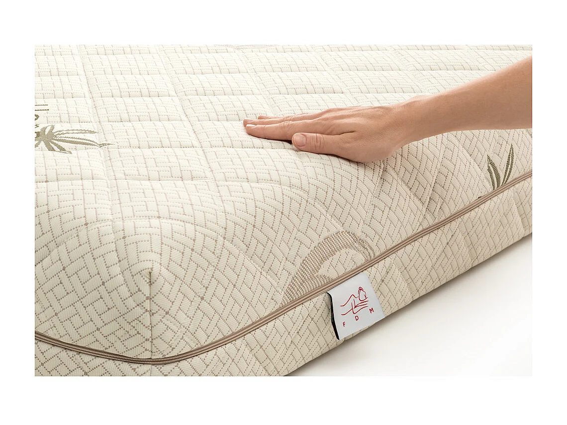 Matelas HYBRID 140x190 - 21cm - Mousse profilée HR - Bambou