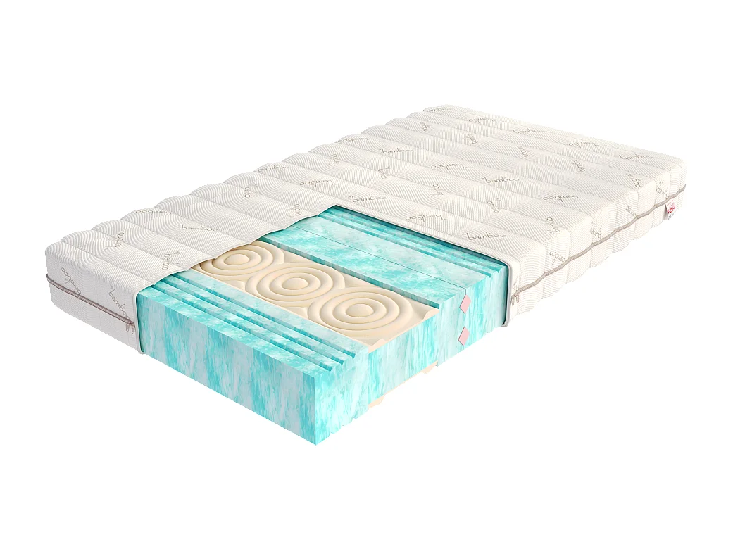 Matelas HYBRID 140x200 - 21cm - Mousse profilée HR - Bambou