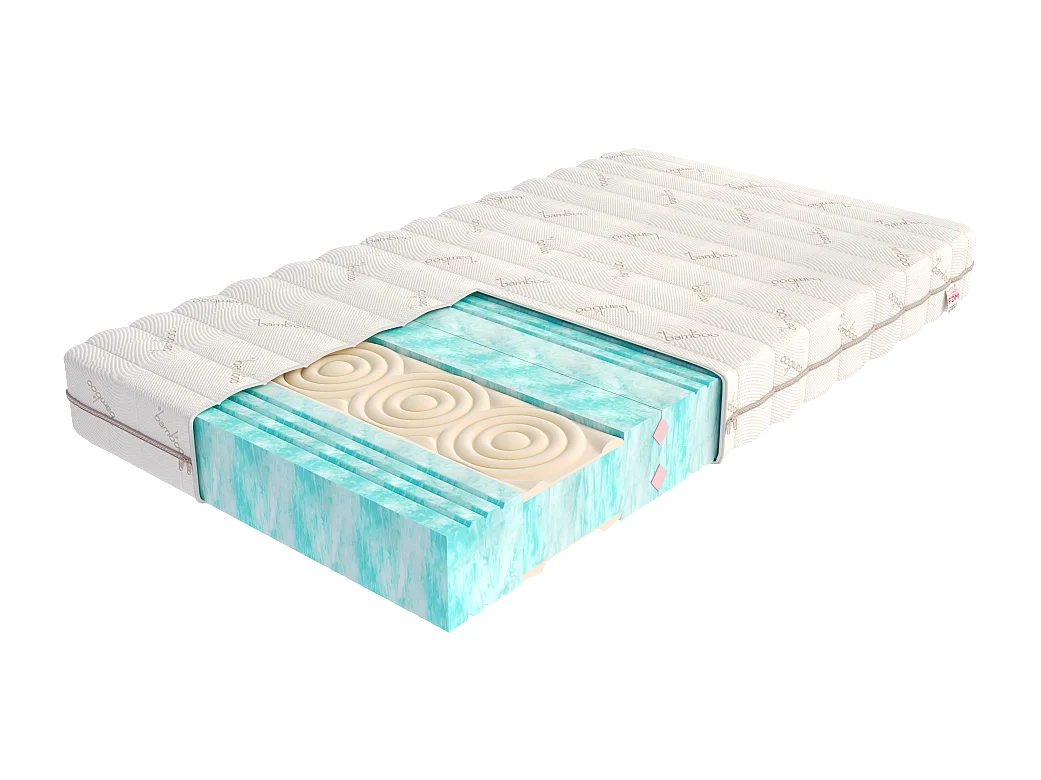 Matelas HYBRID 140x200 - 21cm - Mousse profilée HR - Bambou