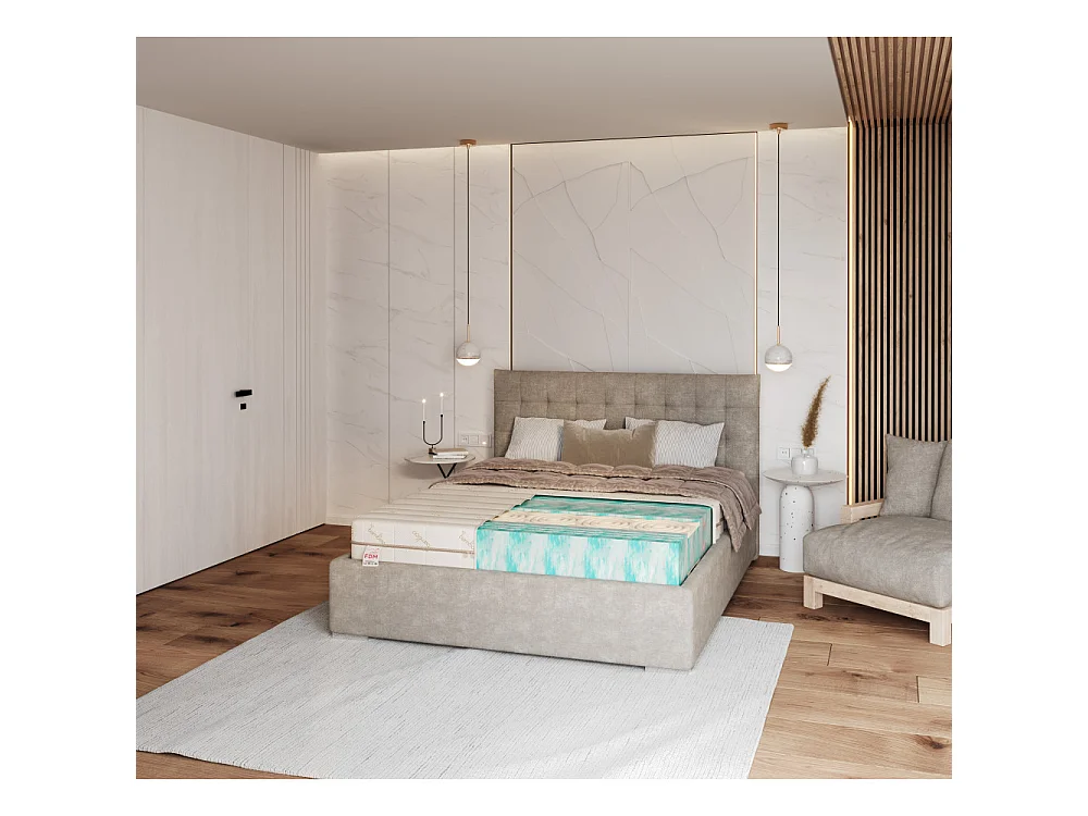 Matelas HYBRID 160x200 - 21cm - Mousse profilée HR - Bambou