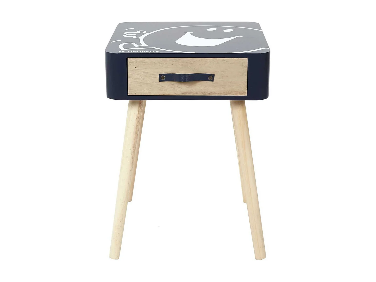 Table de Chevet "Monsieur Heureux" Bleue et Bois Naturel - MISSTER