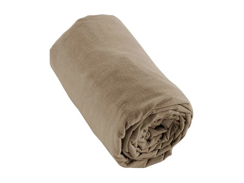 Drap housse 90x190cm en flanelle de coton coloris Ficelle - HEDDA