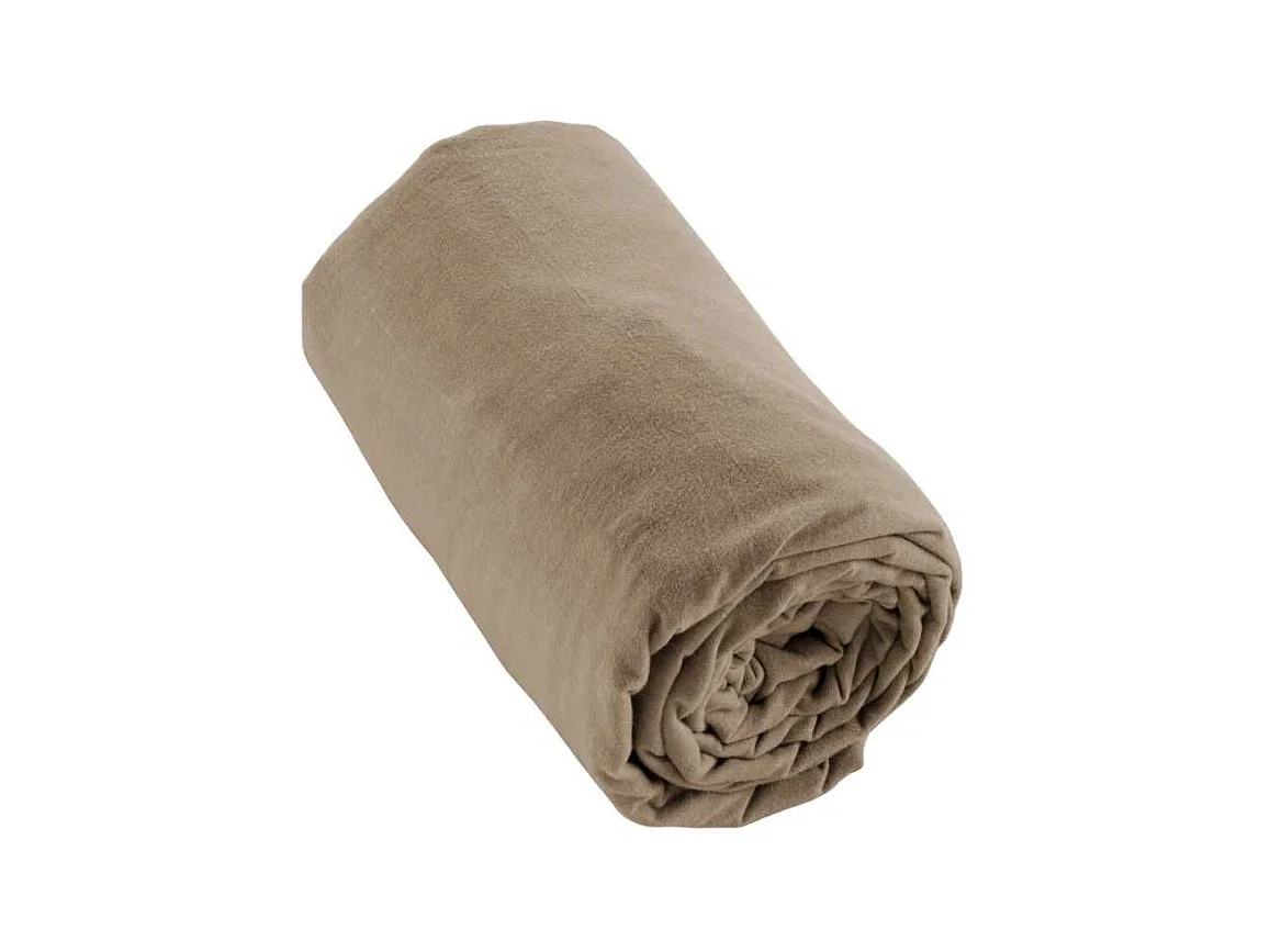 Drap housse 180x200cm en flanelle de coton coloris Ficelle - HEDDA