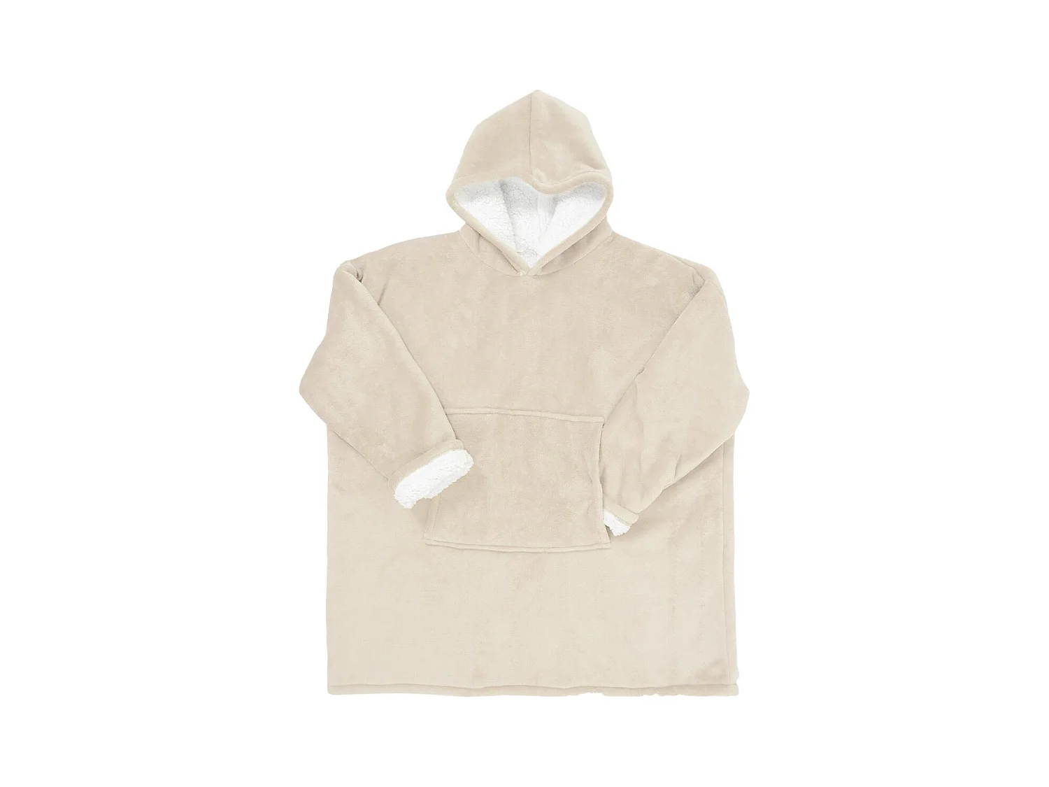 Sweat à Capuche Plaid Ultra Doux Beige Intérieur Sherpa - SANJI