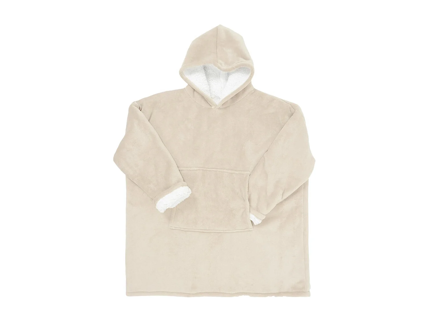 Sweat à Capuche Plaid Ultra Doux Beige Intérieur Sherpa - SANJI